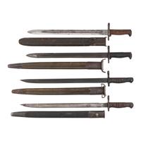 Lot of 4 WWI & WWII-era Bayonets Including: (2) U.S. M1905, U.S. M1917 & a British Contract P1913 remarked to U.S. M1917