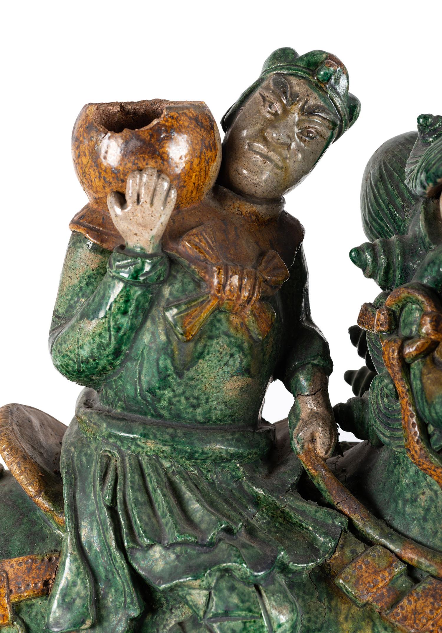 A Terracotta Foo Dog Roof Tile