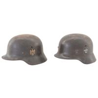 Lot of two WWII German M35 Stahlhelm