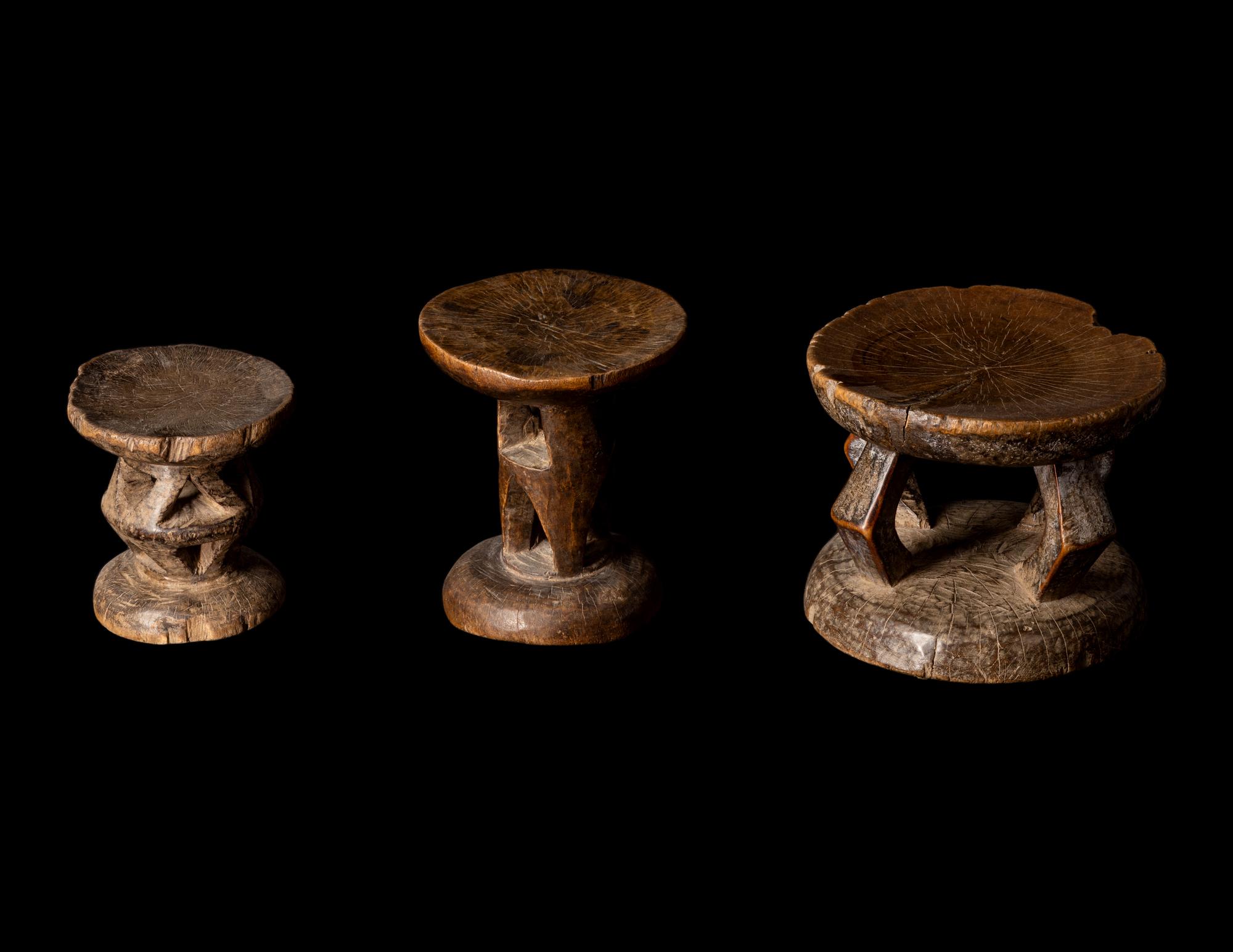 Three Tonga Wood Stools