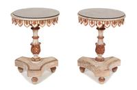 A Pair of Continental Carved and Painted Mirror Top Gueridons — 19TH CENTURY
