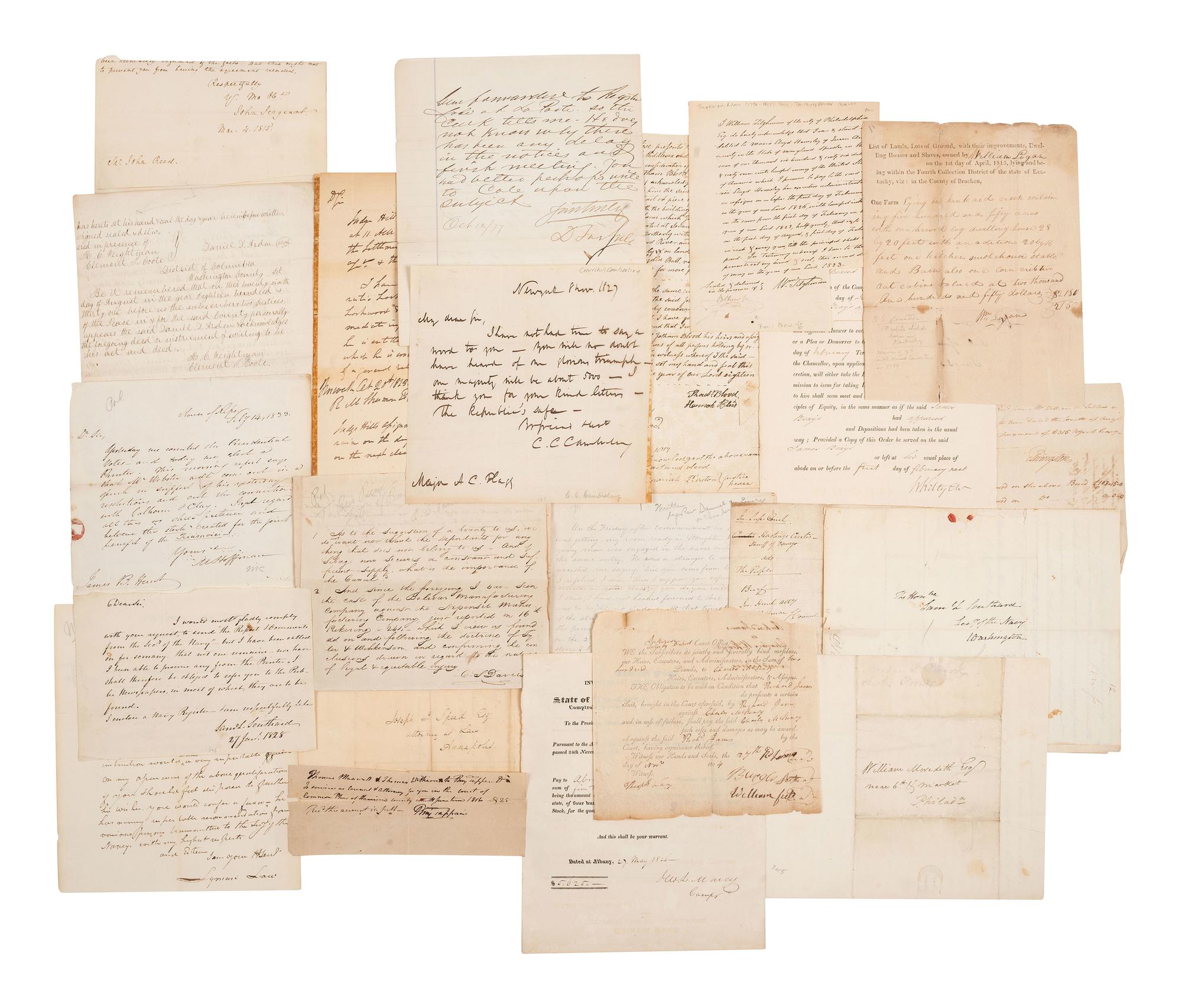 [POLITICS] -- [AUTOGRAPHS]. Large collection of signatures from early 19th-cent. political figures.