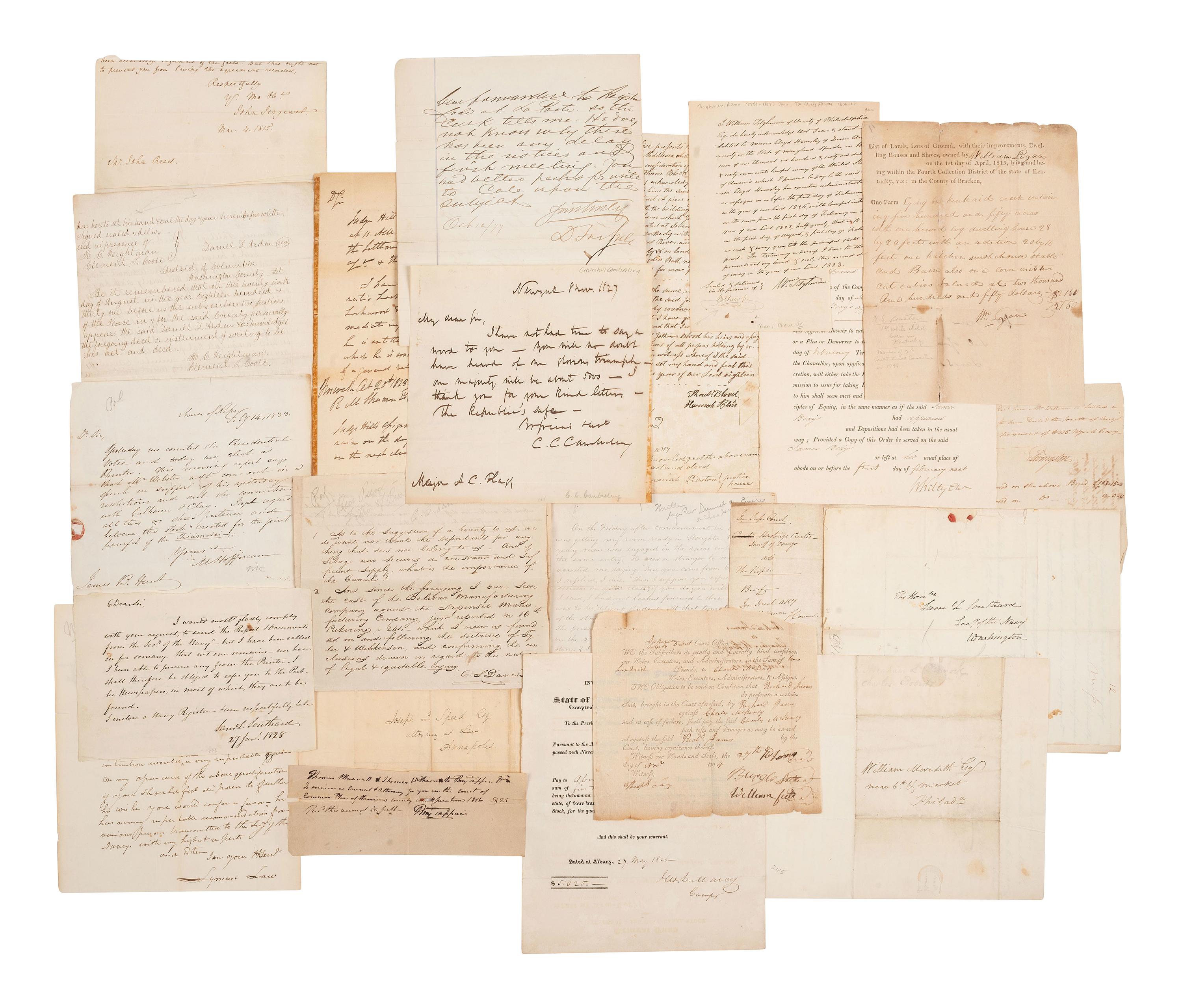 [POLITICS] -- [AUTOGRAPHS]. Large collection of signatures from early 19th-cent. political figures.