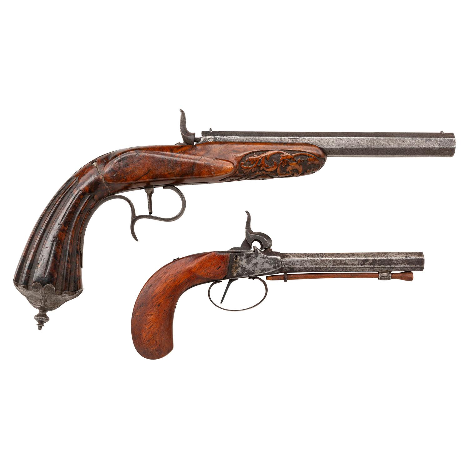 Lot of Muzzle Loading Gallery Pistol and a Boxlock Percussion Pistol