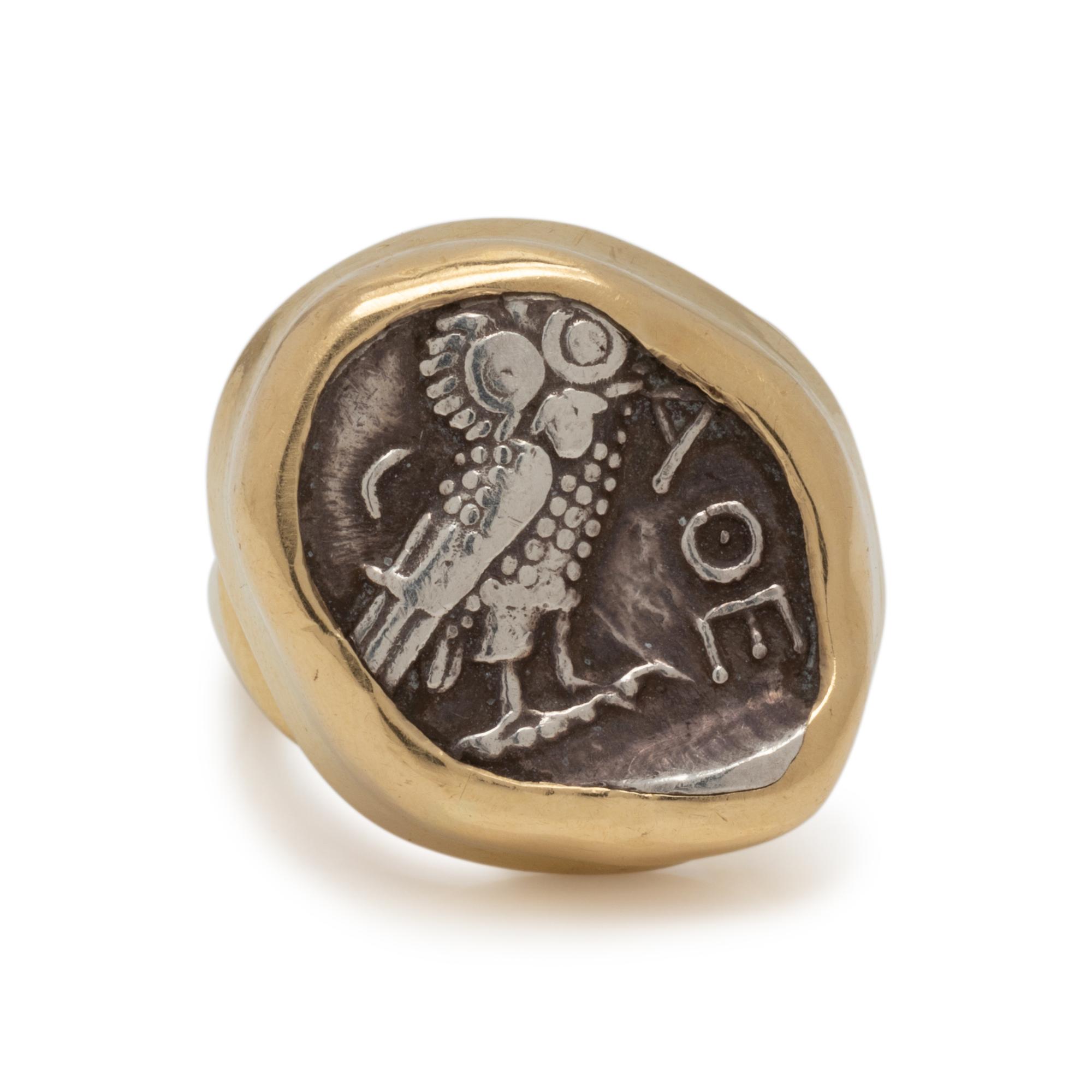 YELLOW GOLD AND ANCIENT GREEK COIN RING