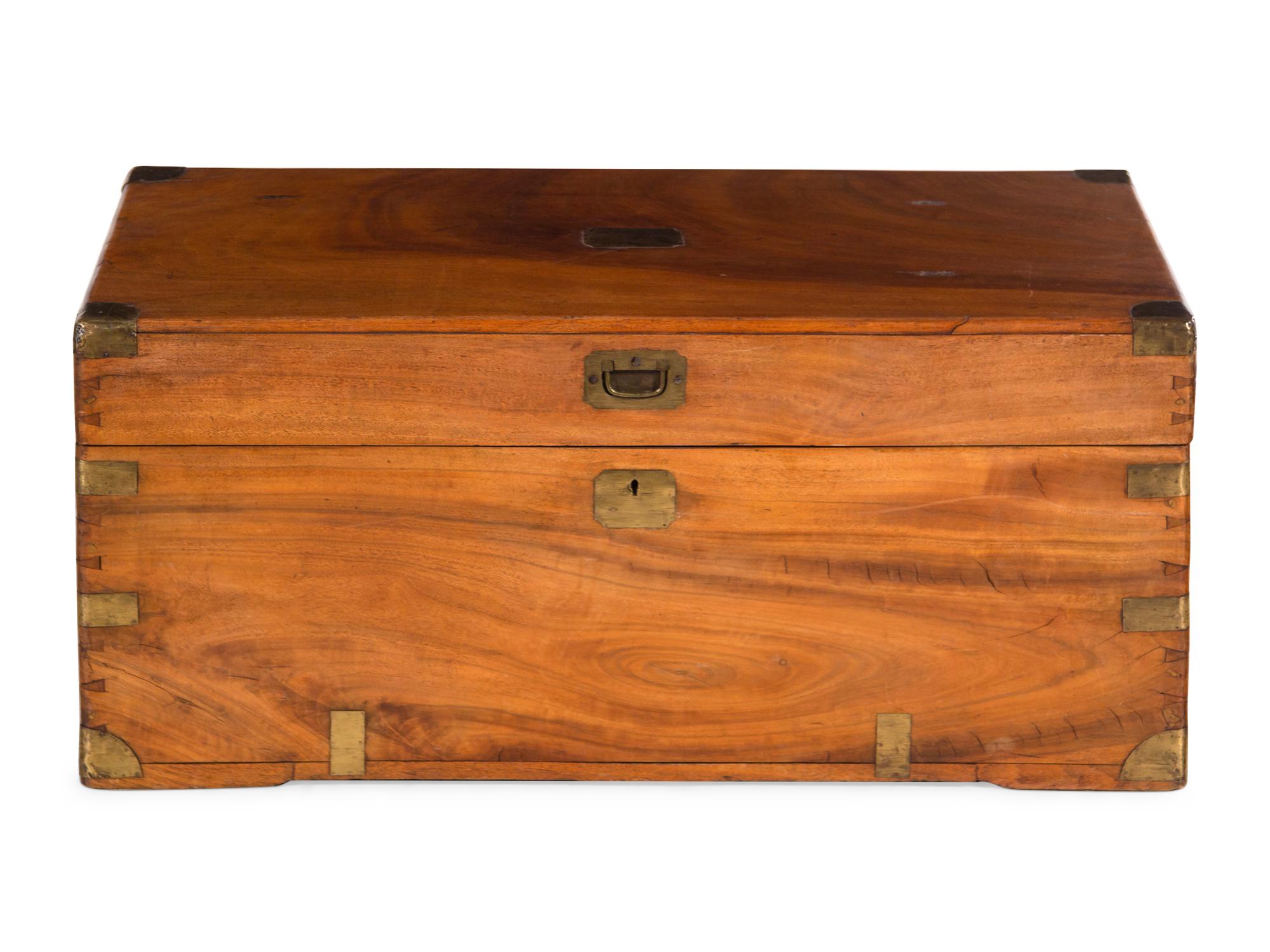 An English Brass Mounted Mahogany Campaign Trunk