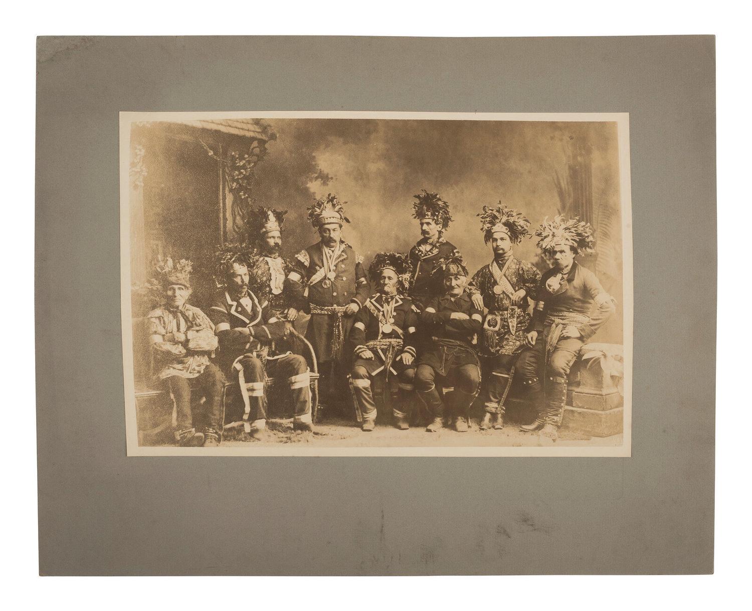 [NATIVE AMERICANS]. Photograph of Huron-Wendat Band Council. Wendake, Quebec, 1895, printed later.