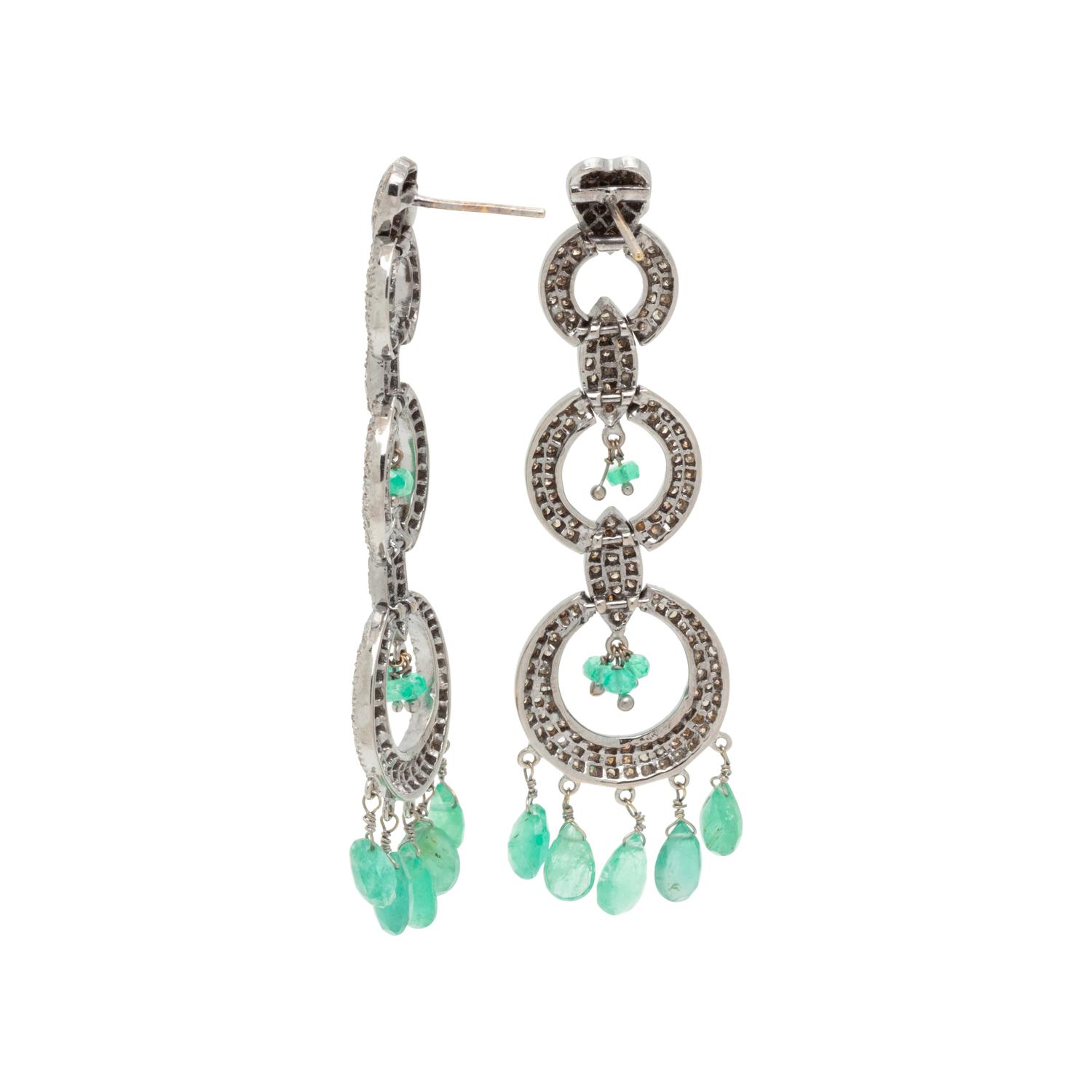 DIAMOND, COLORED DIAMOND AND EMERALD EARRINGS