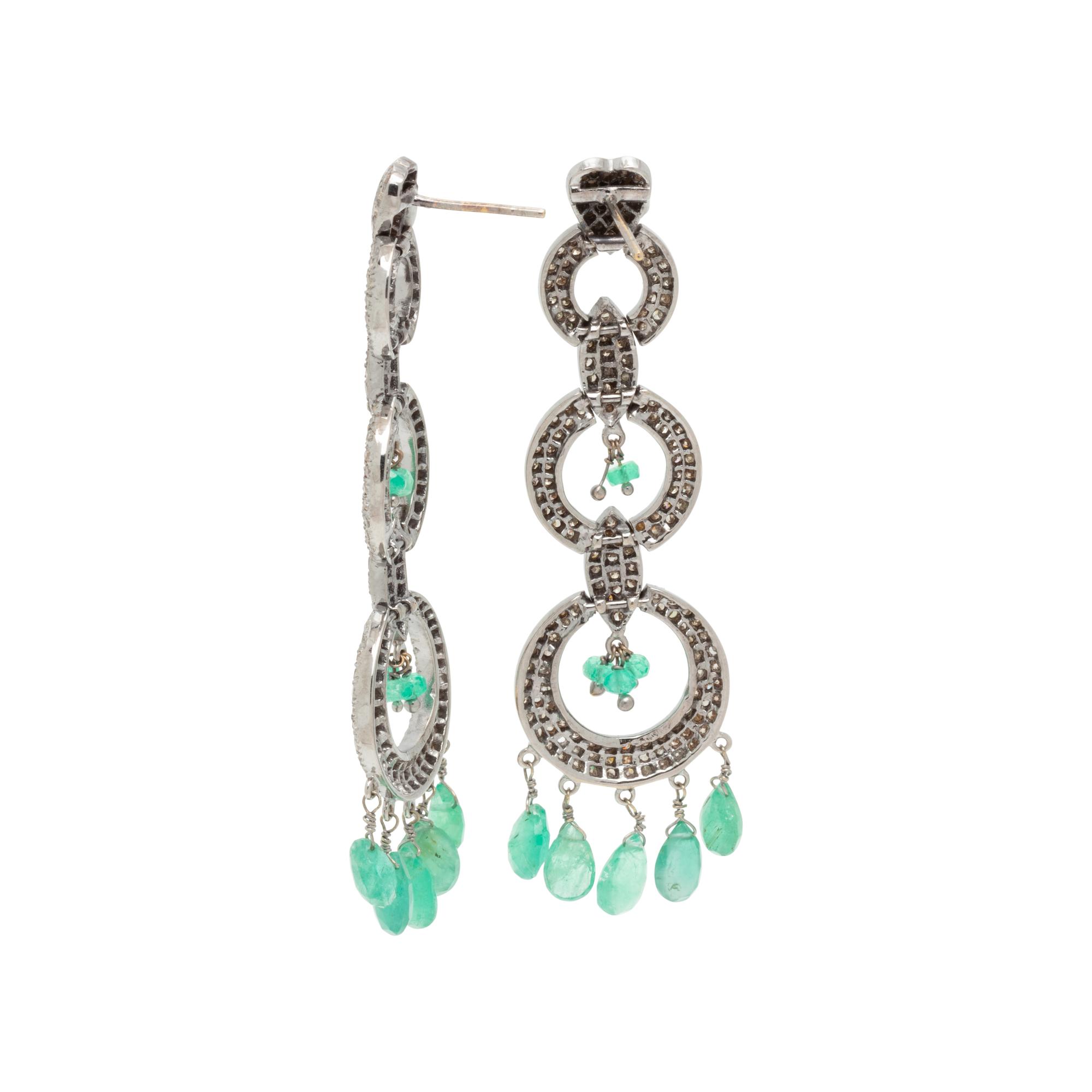 DIAMOND, COLORED DIAMOND AND EMERALD EARRINGS
