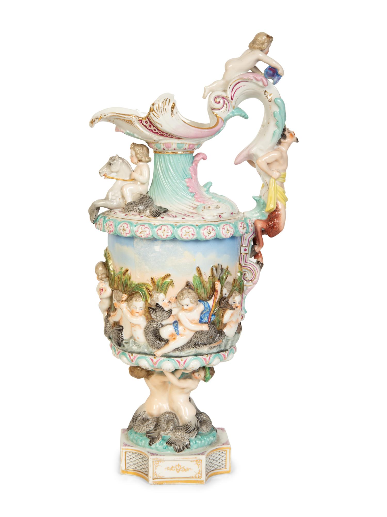 A Group of Six Continental Painted Porcelain Table Articles