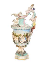 A Group of Six Continental Painted Porcelain Table Articles