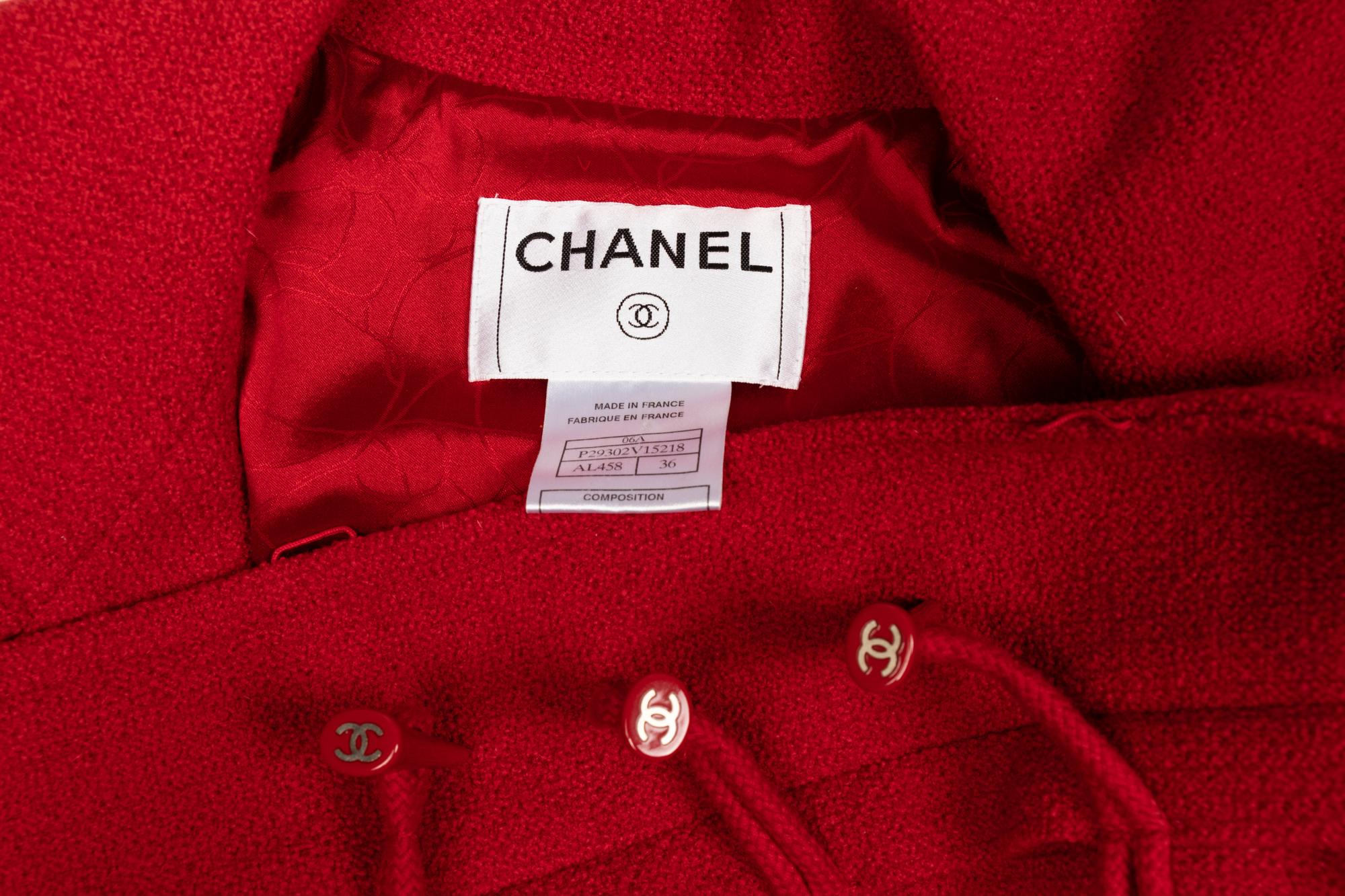 Chanel Red Wool Duffle Jacket, 2006