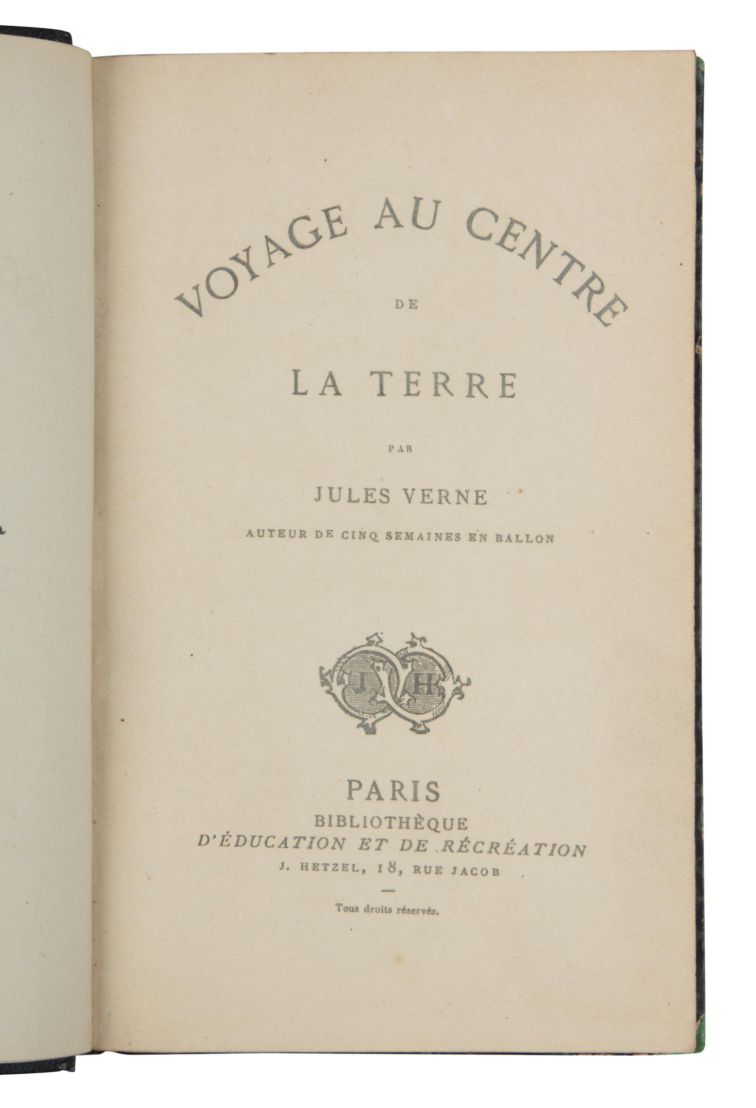 VERNE, Jules (1828-1905). Voyage au Centre de La Terre . Paris: J. Hetzel, n.d. [1864].
