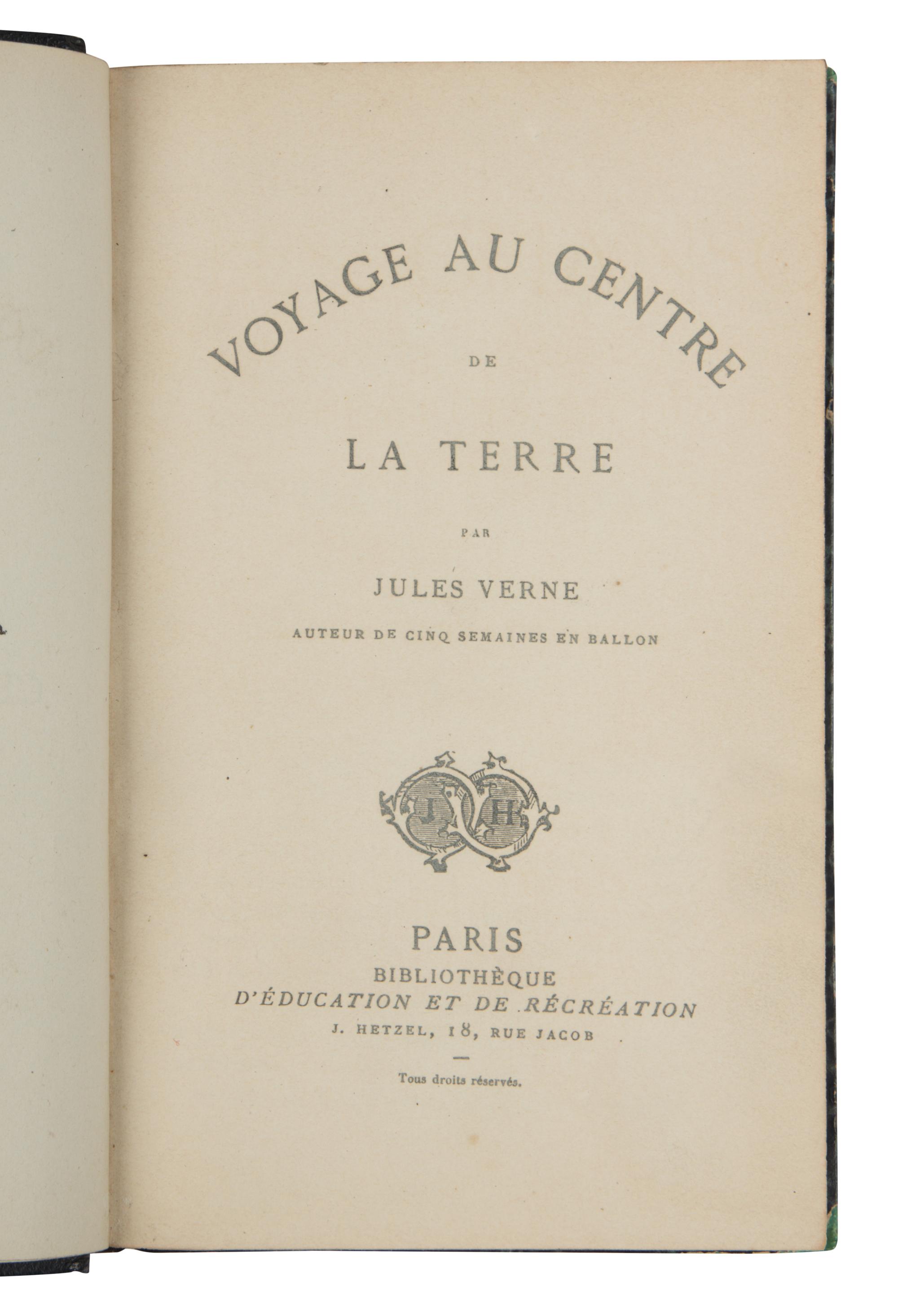 VERNE, Jules (1828-1905). Voyage au Centre de La Terre . Paris: J. Hetzel, n.d. [1864].