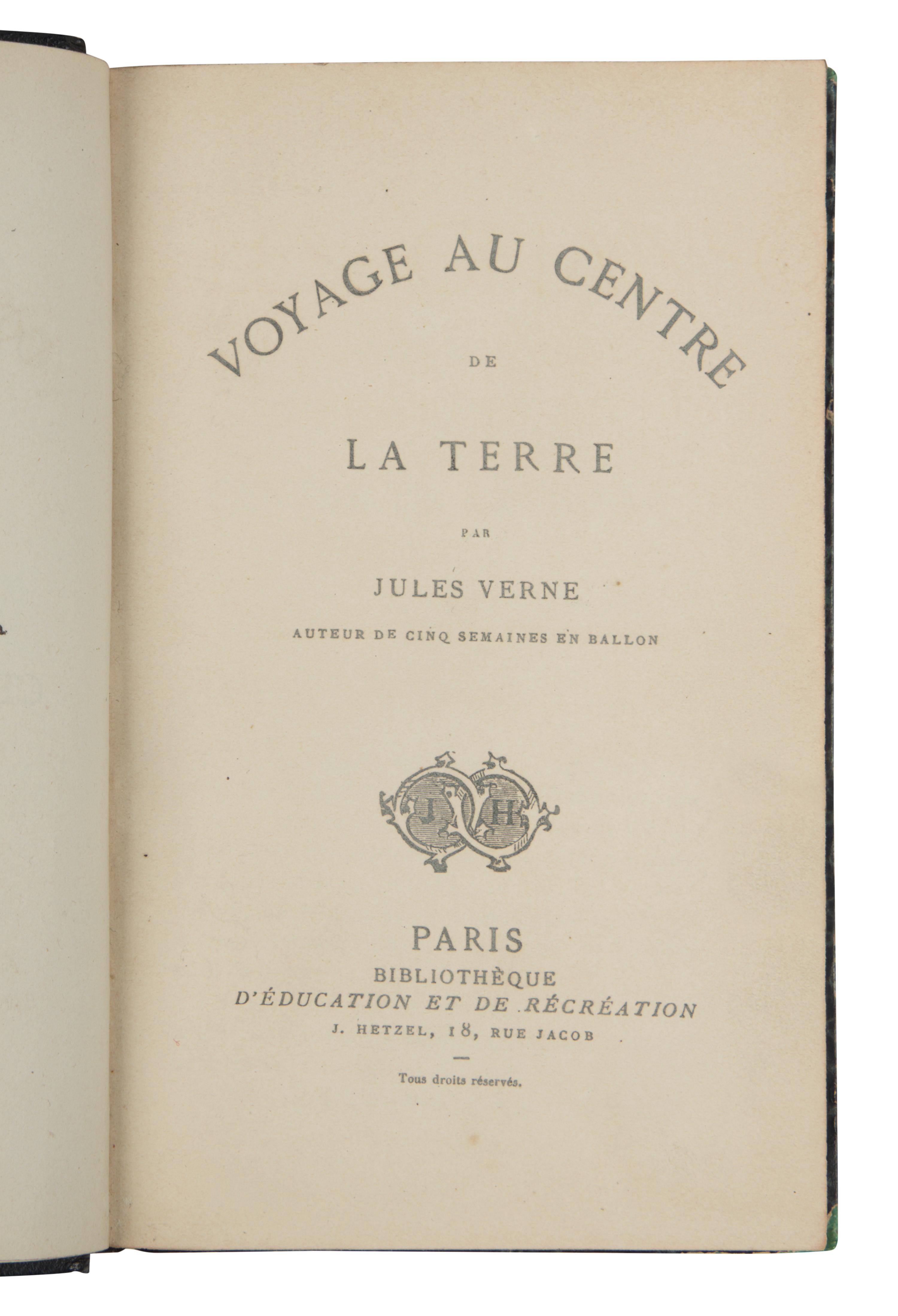 VERNE, Jules (1828-1905). Voyage au Centre de La Terre . Paris: J. Hetzel, n.d. [1864].