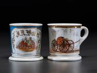Two Fireman's Porcelain Occupational Shaving Mugs