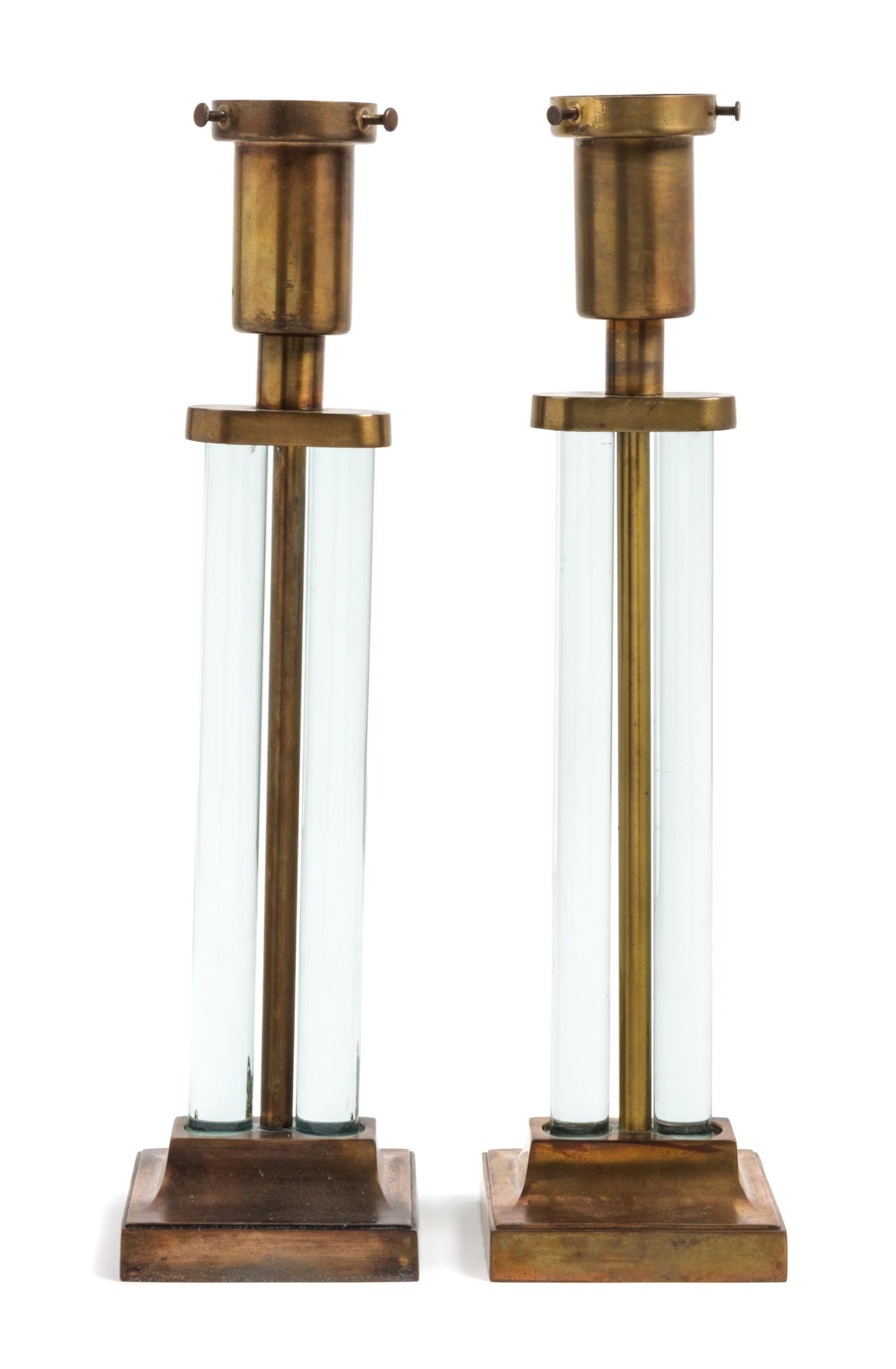 Gilbert Rohde (American 1894-1944), THE MUTUAL SUNSET LIGHTING CO., a pair of table lamps, model no. 3984, with modern shades
