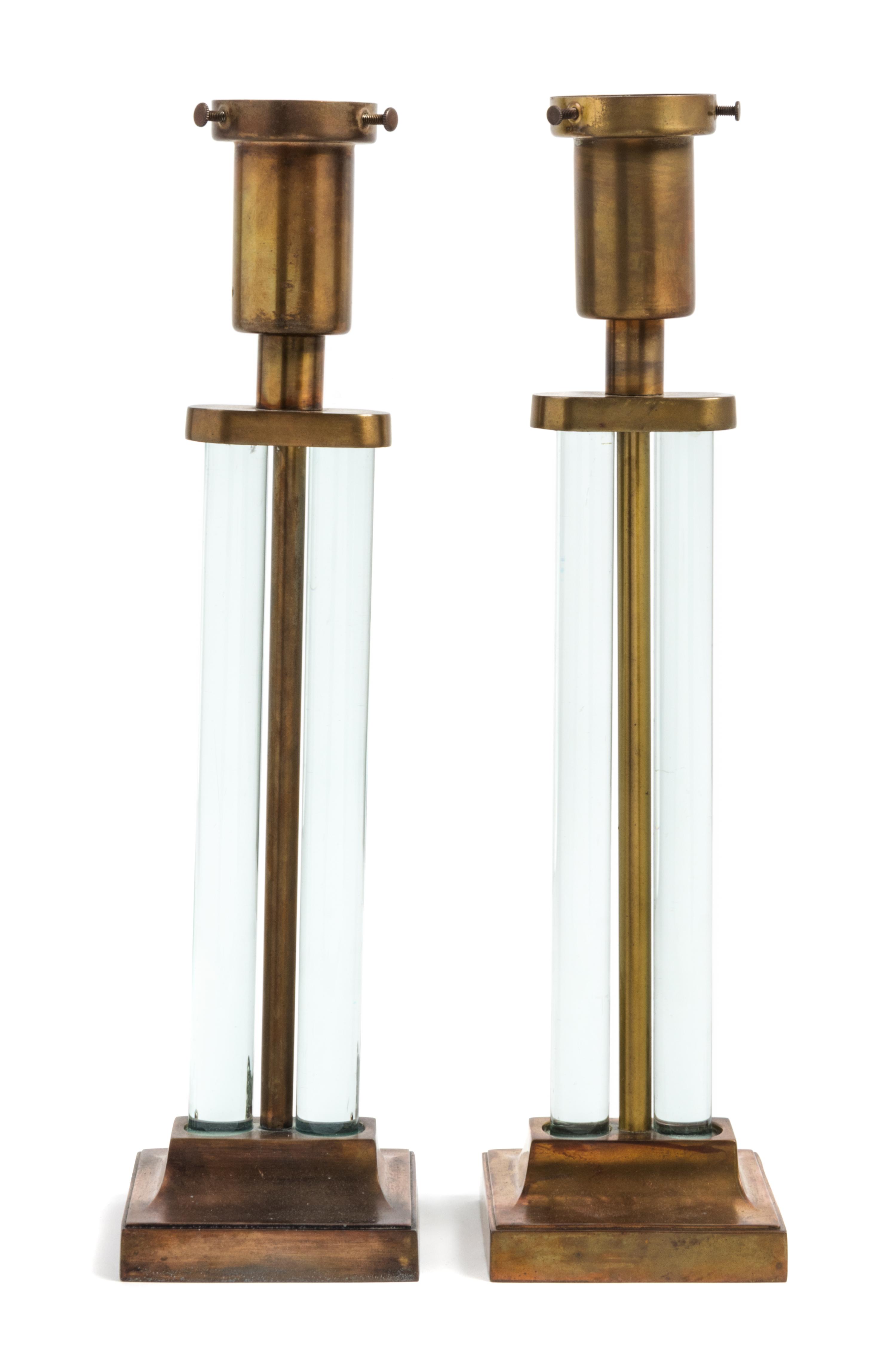 Gilbert Rohde (American 1894-1944), THE MUTUAL SUNSET LIGHTING CO., a pair of table lamps, model no. 3984, with modern shades