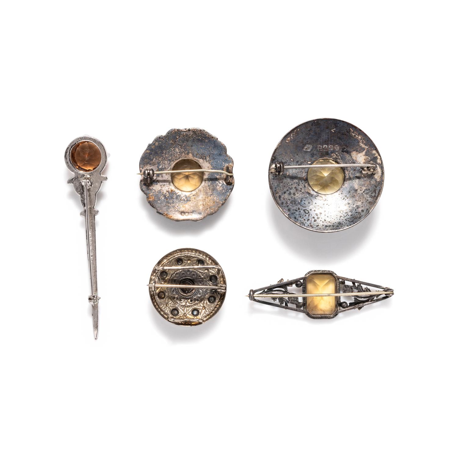 VICTORIAN, COLLECTION OF SILVER AND CITRINE JEWELRY