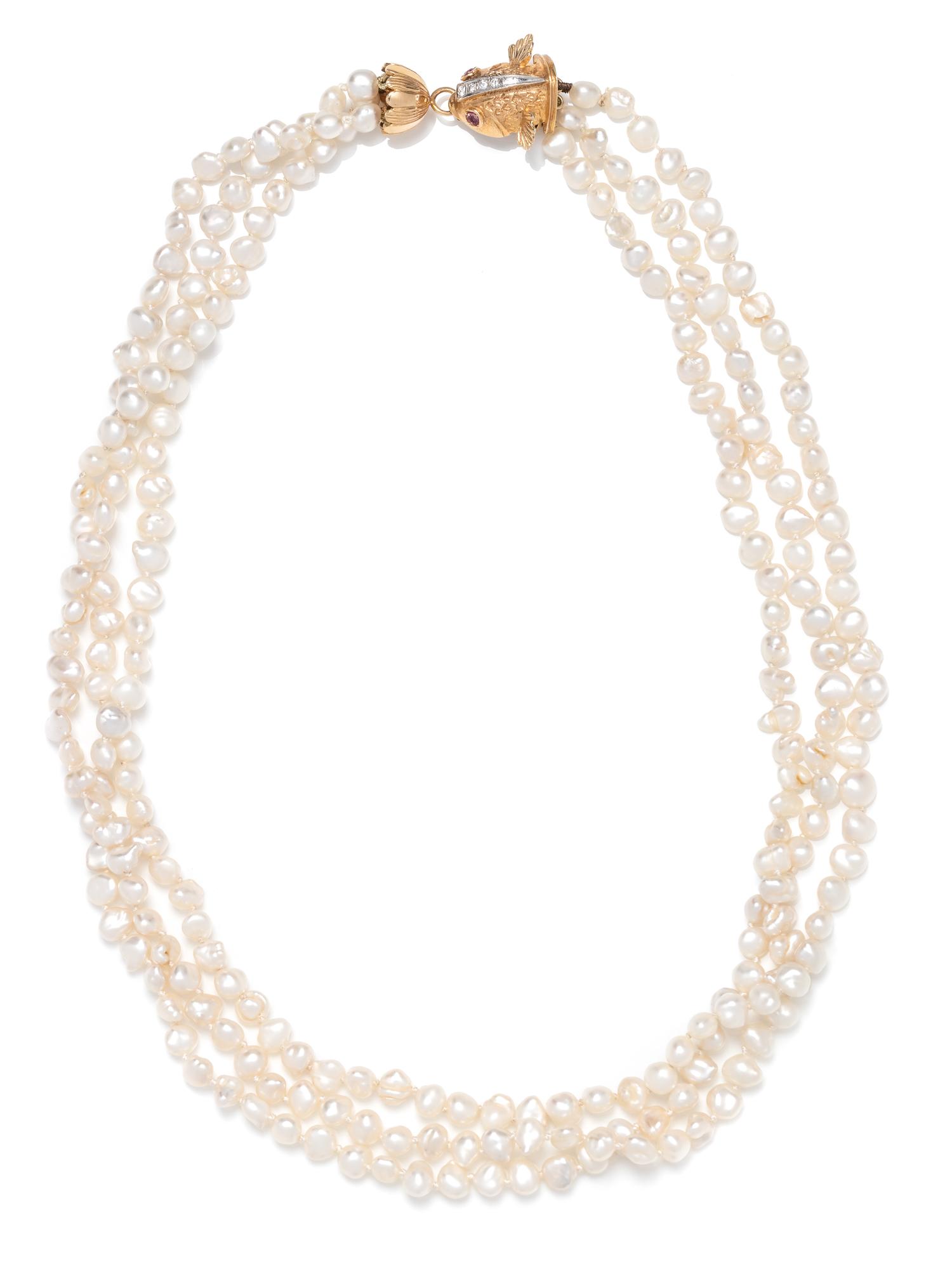 PEARL AND DIAMOND TORSADE NECKLACE