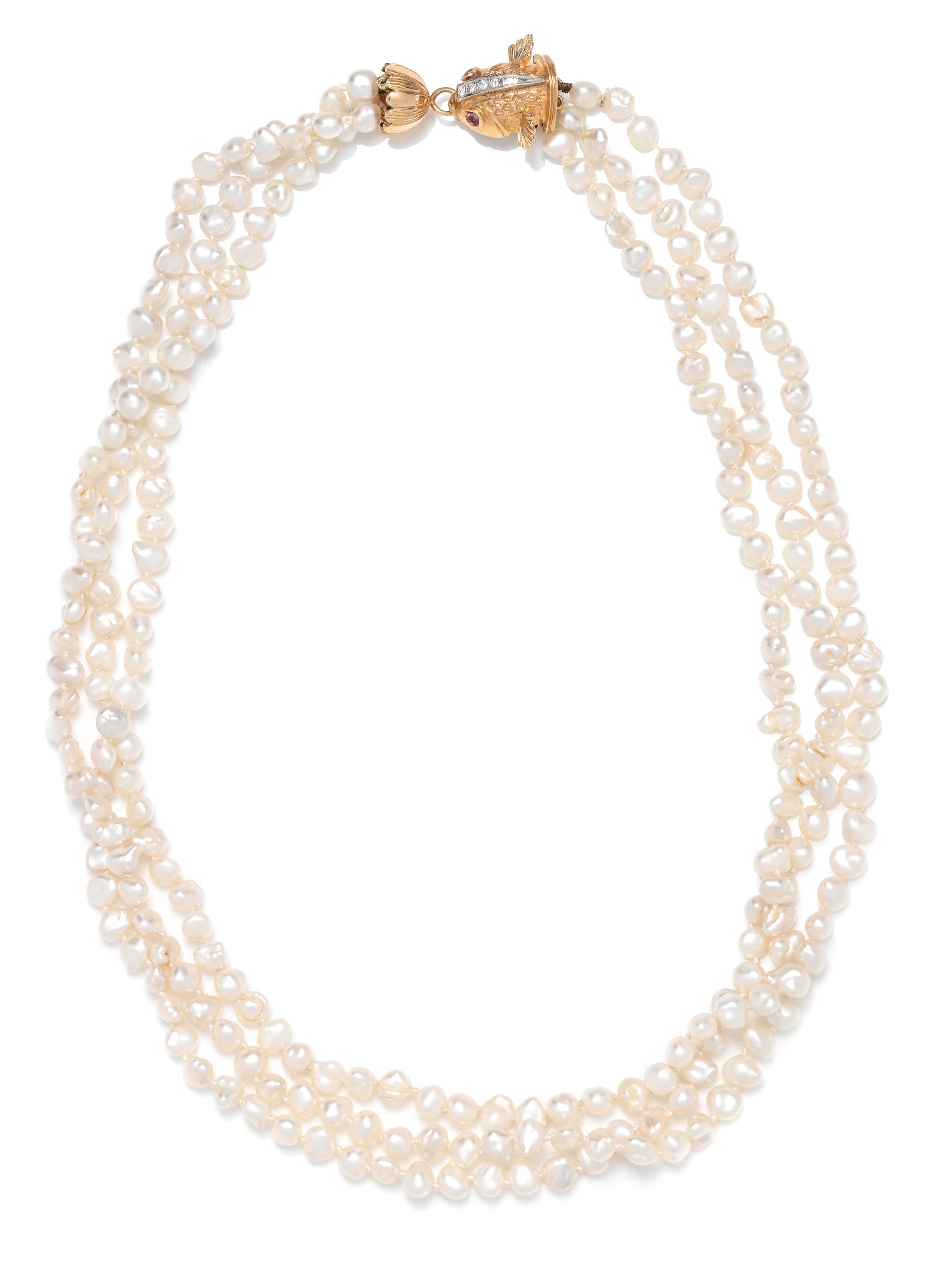 PEARL AND DIAMOND TORSADE NECKLACE