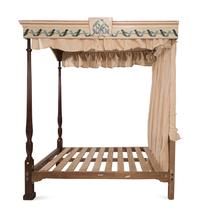 A George III Mahogany and Polychrome Decorated Tester Bed