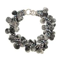 Mish, Grey Cultured Pearl and Tourmalinated Quartz Necklace