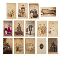 [EARLY PHOTO] 125 CDVs and cabinet cards of varying subjects, incl. military and occupational views