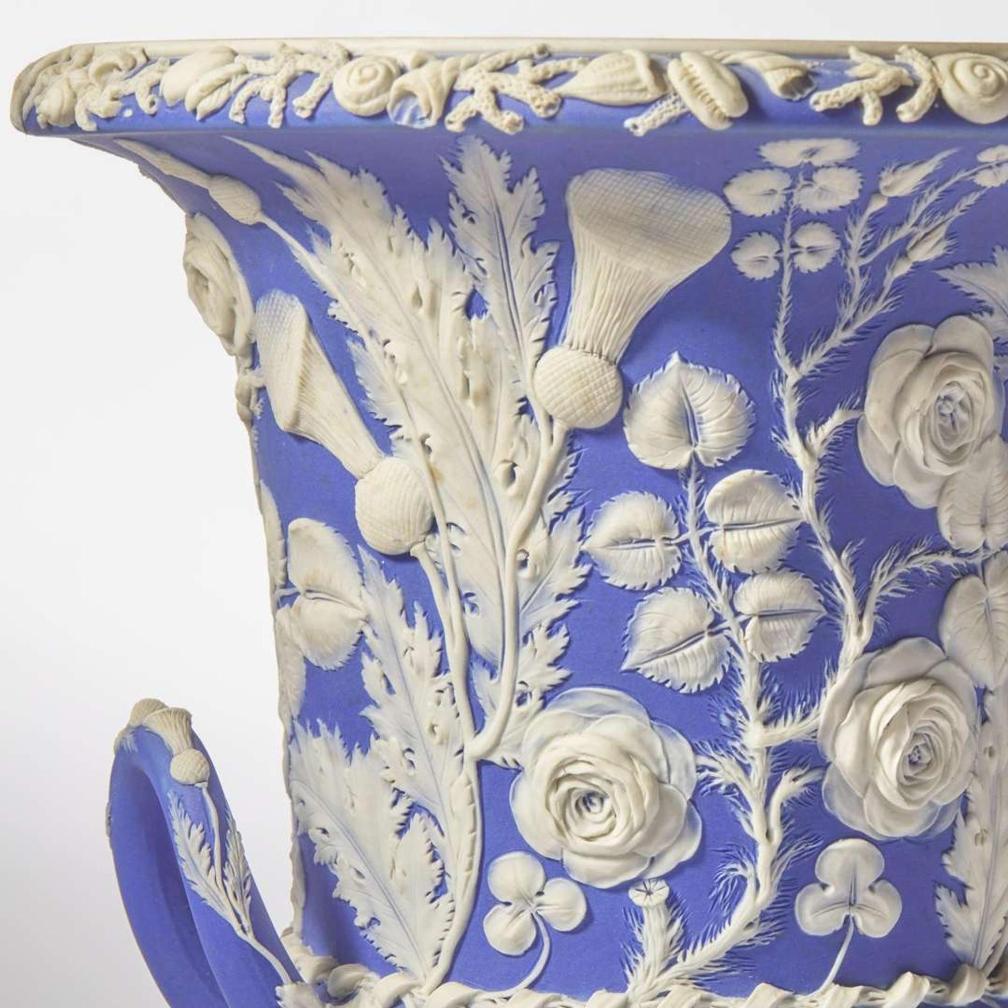 A Wedgwood Blue Dip Jasperware Campana Wine Cooler UK, 19th century