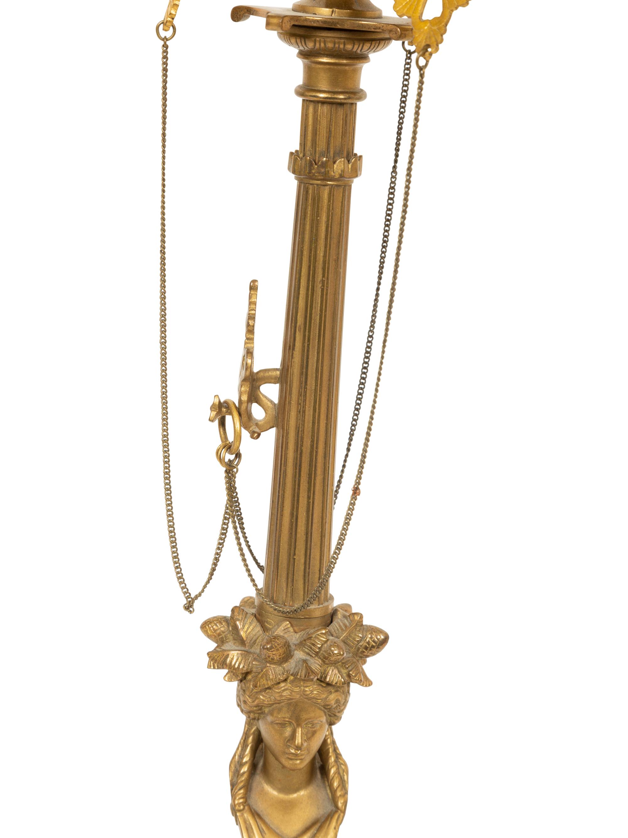A Neoclasscial Brass Candelabrum Mounted as a Table Lamp