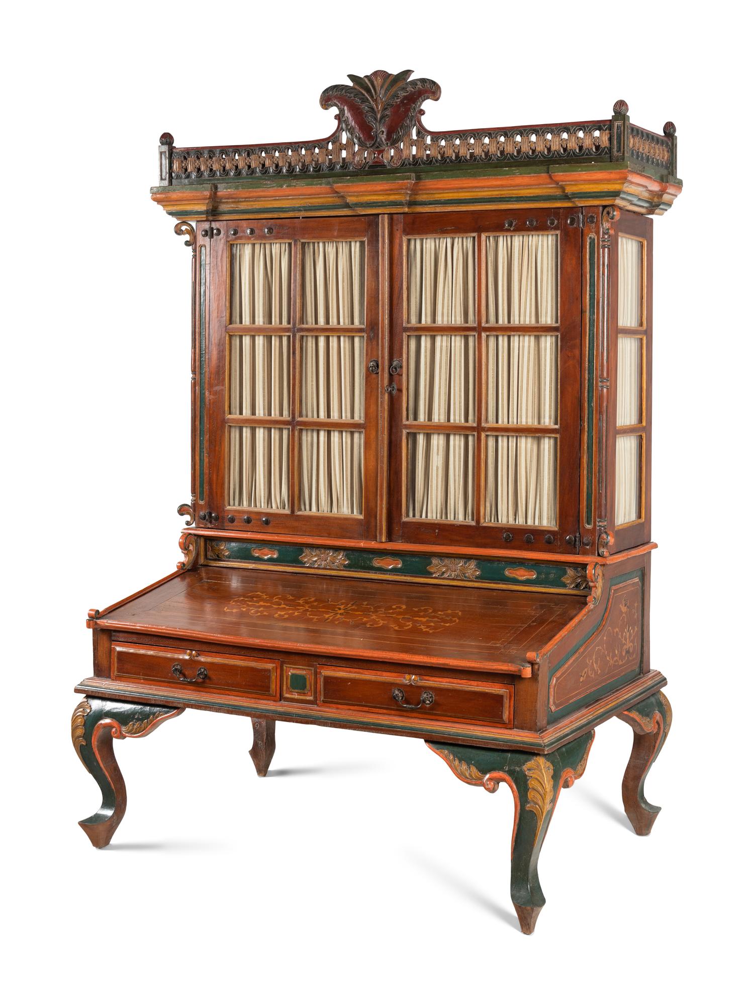 A Continental Painted Bureau Cabinet