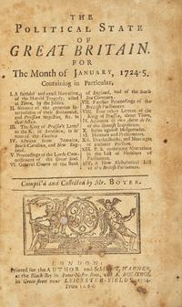 [Native-Americana] Scarce Bound Volume of 5 Issues of Early English Periodical The Political State of Great Britain , Including a Report of Native American Violence in the Colony of South Carolina, etc.
