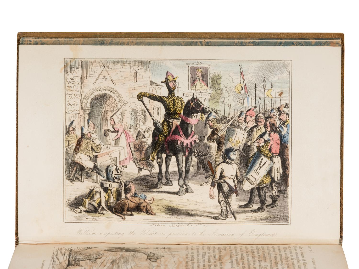 [FINE BINDINGS] -- A'BECKETT, Gilbert Abbott (1811-1856). John LEECH (1817-1864), illustrator. The Comic History of England. London: The Punch Office, 1847-1848. Vol. I-II. --The Comic History of Rome . London: Bradbury and Evans, [ca 1851]. Vol. III.