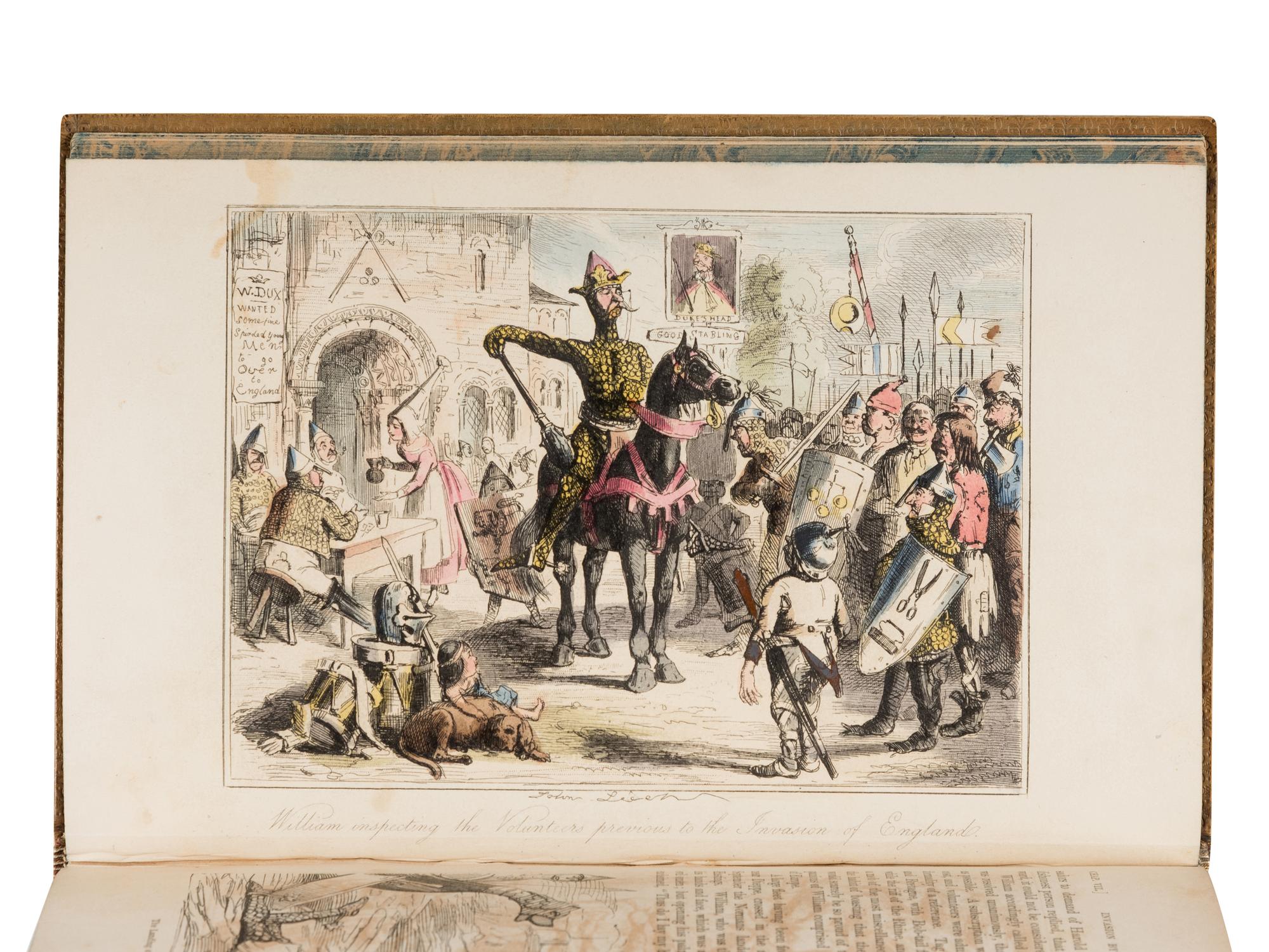 [FINE BINDINGS] -- A'BECKETT, Gilbert Abbott (1811-1856). John LEECH (1817-1864), illustrator. The Comic History of England. London: The Punch Office, 1847-1848. Vol. I-II. --The Comic History of Rome . London: Bradbury and Evans, [ca 1851]. Vol. III.
