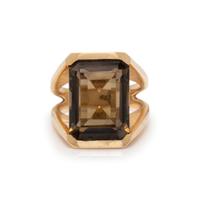 YELLOW GOLD AND SMOKEY QUARTZ RING