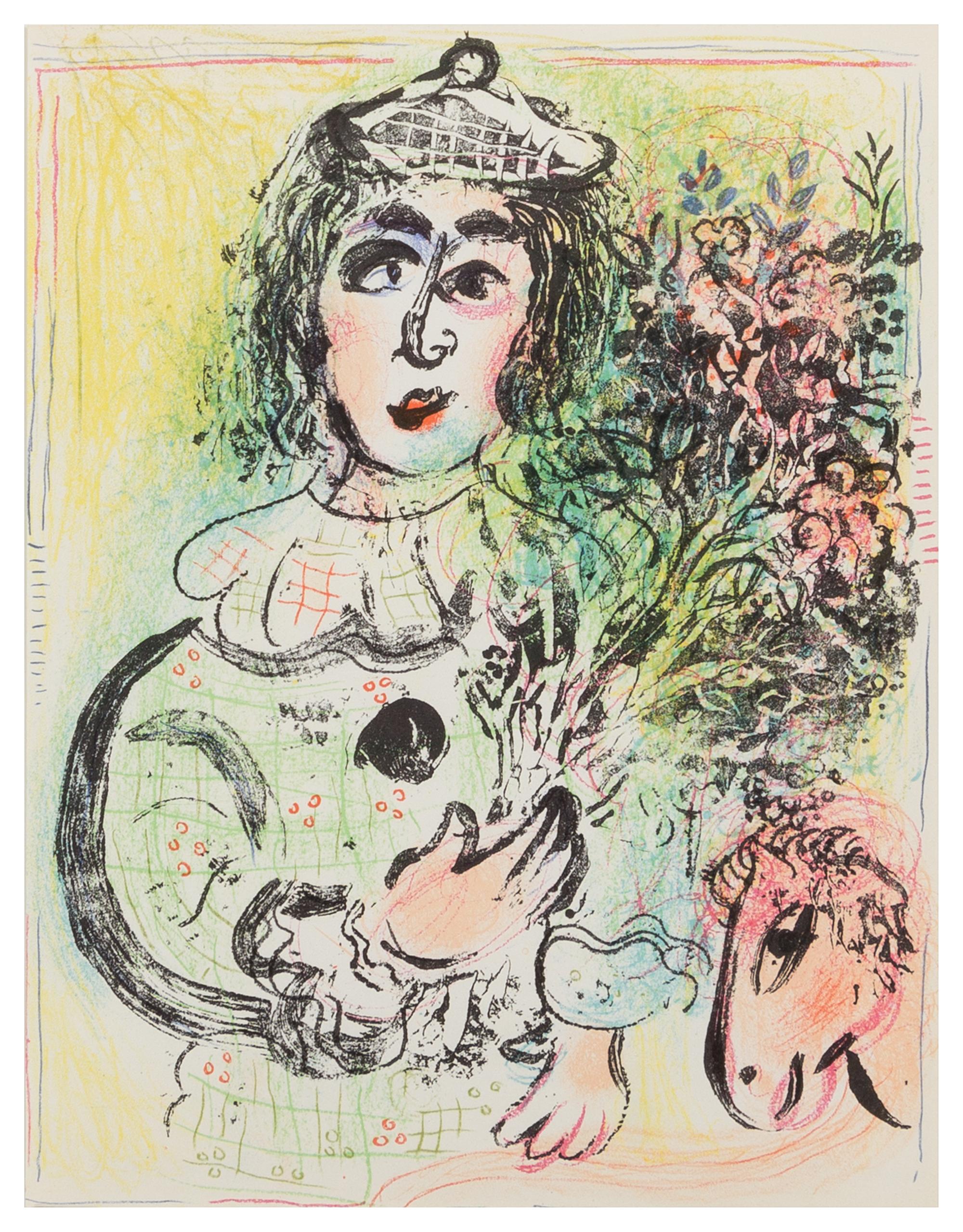 Marc Chagall, (French/ Russian, 1887-1985), Clown With Flowers, 1963