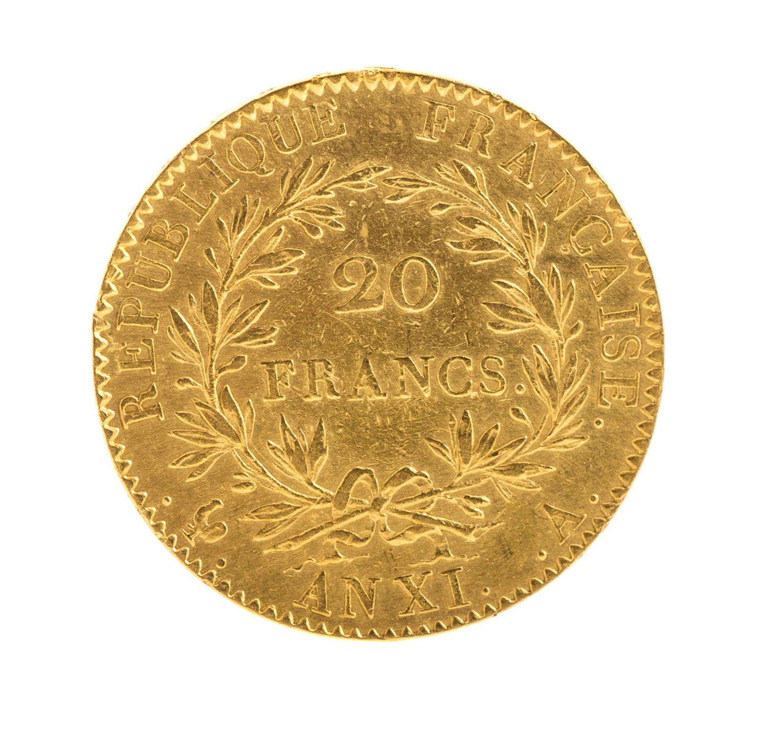 France Consulate (1803 CE), Gold 20 Franc — Gold 20 Franc - An XI 'A'