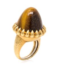 An 18 Karat Yellow Gold and Tiger's Eye Bombe Ring, C. Vollrath, 22.30 dwts.