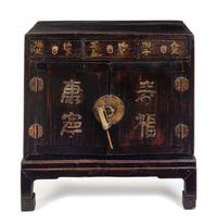 A Chinese Lacquered Apothecary Cabinet Height 21 3/4 x width 21 x depth 10 1/2 inches. — LATE 19TH CENTURY