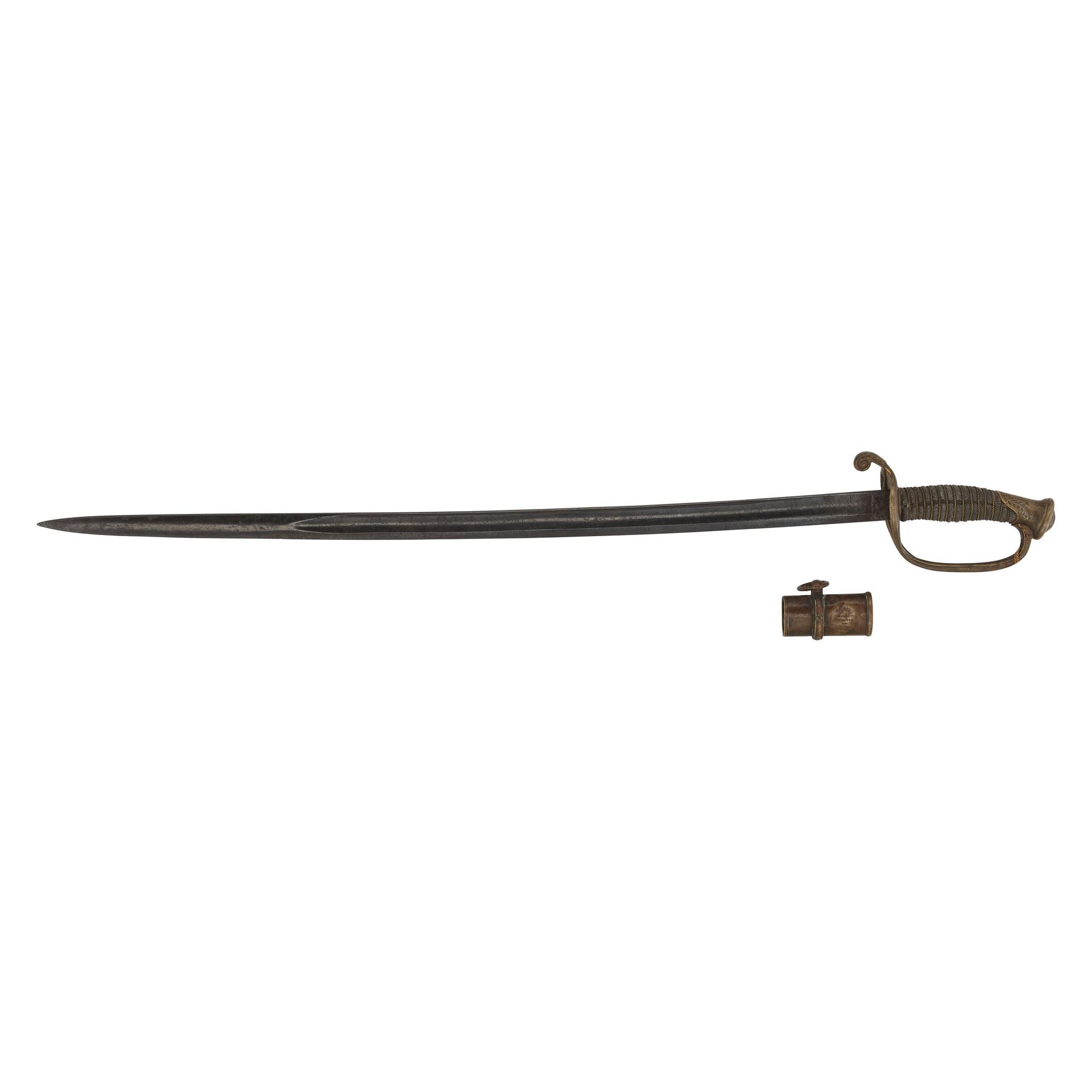 Ames Model 1850 Foot Officer's Sword with Scabbard Throat Inscribed to Captain Samuel Hubbard from the National Blues