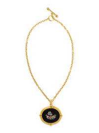 ELIZABETH LOCKE, MICROMOSAIC, ONYX, AND YELLOW GOLD PENDANT NECKLACE