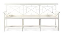 A Chatsworth Estate White Painted Garden Bench Height 35 x width 78 x depth 20 inches. — MID-20TH CENTURY