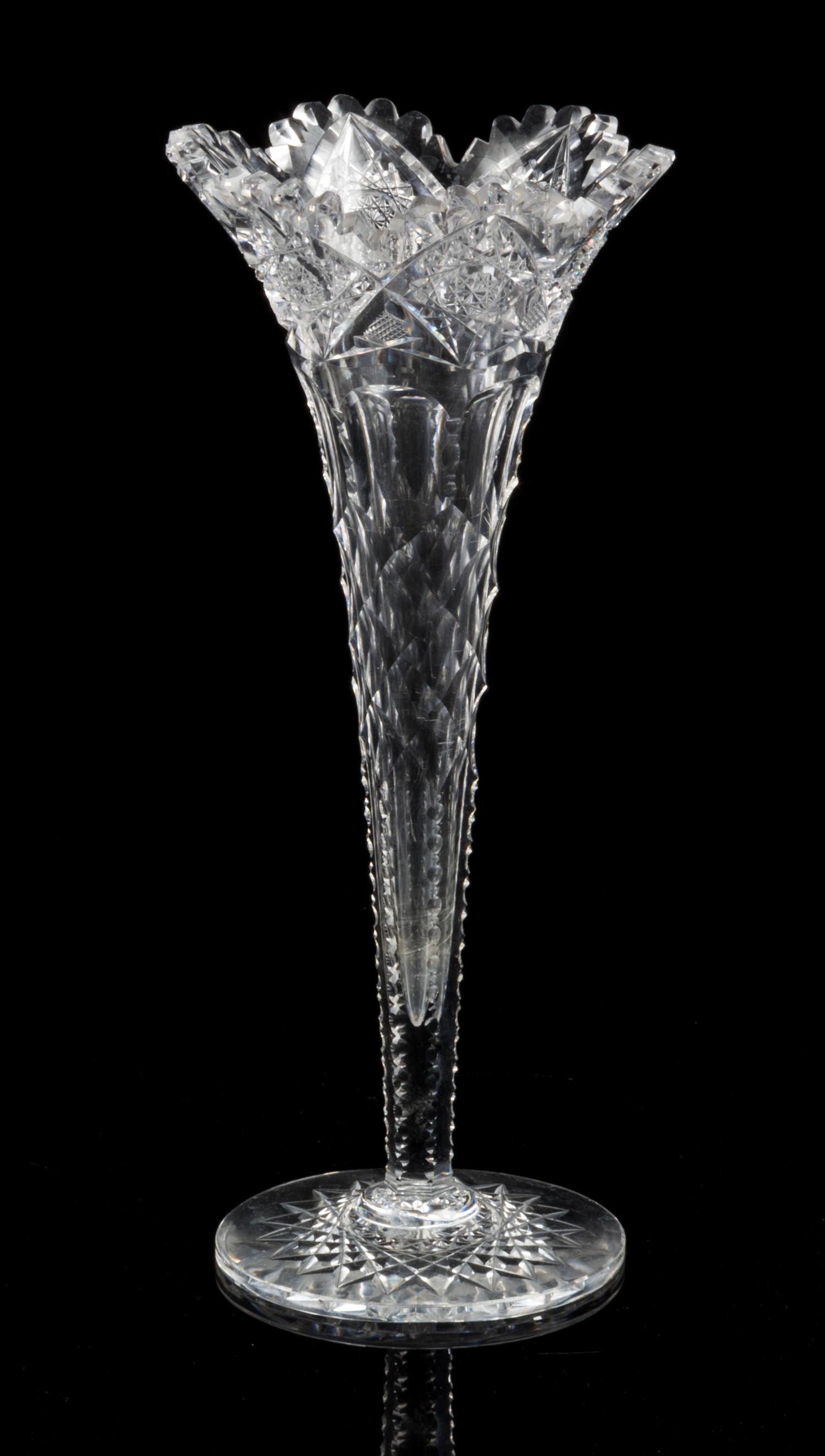 An American Cut Glass Vase Height 10 inches.
