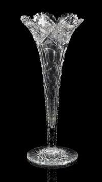 An American Cut Glass Vase Height 10 inches.
