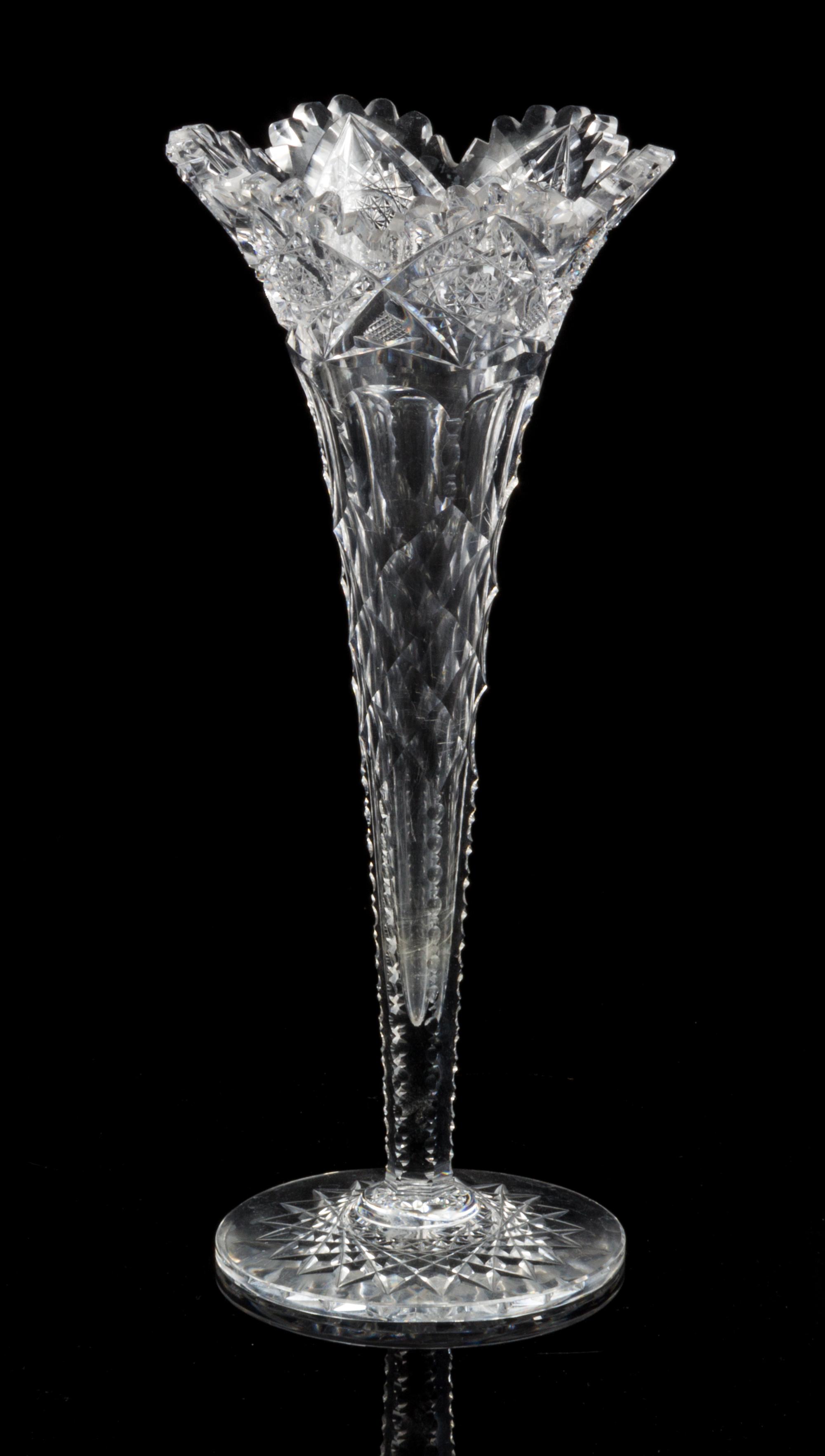 An American Cut Glass Vase Height 10 inches.