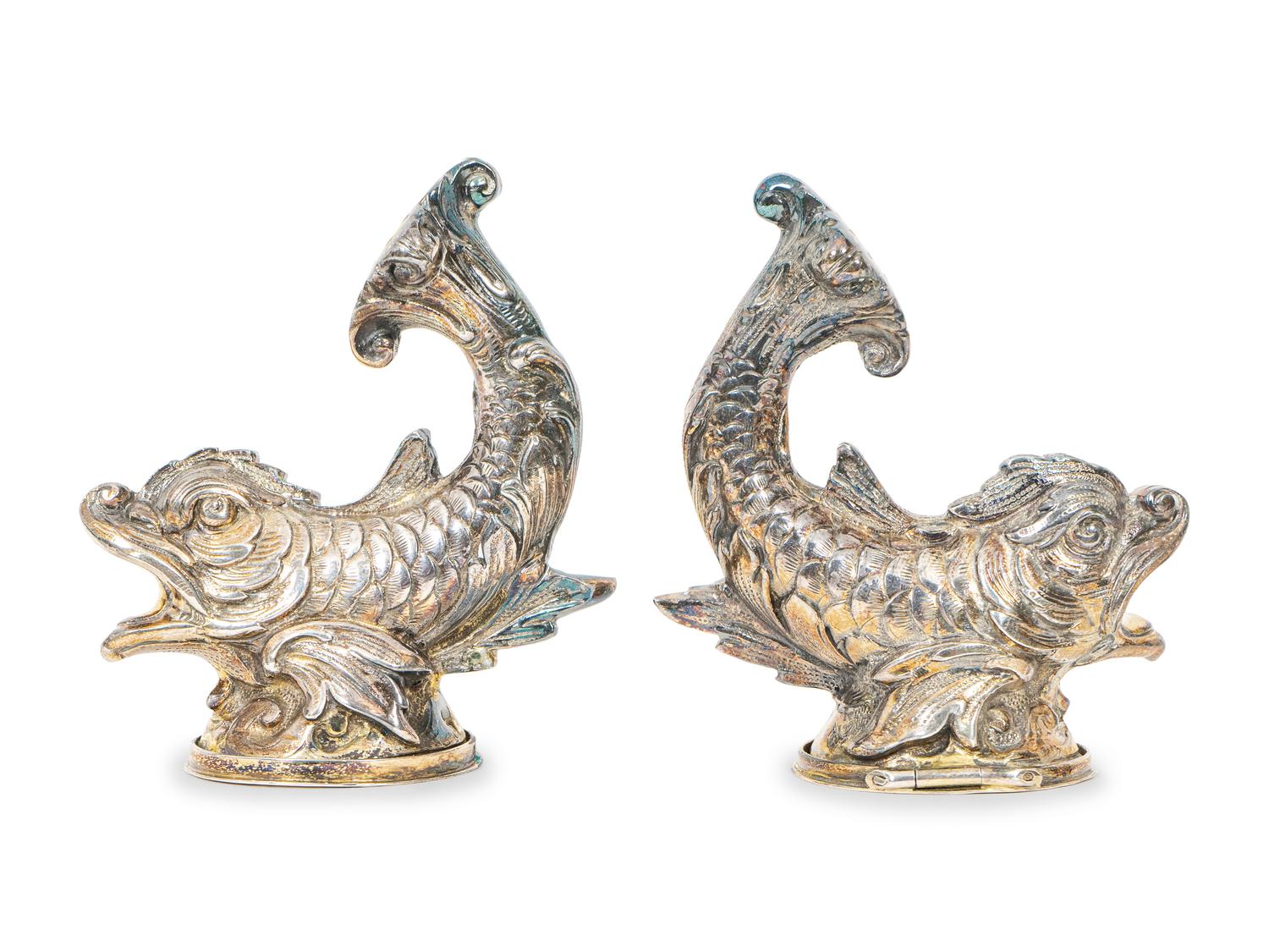 A Set of Four French Silver Double-Salts and Two Pairs of German Silver Salt and Pepper Casters