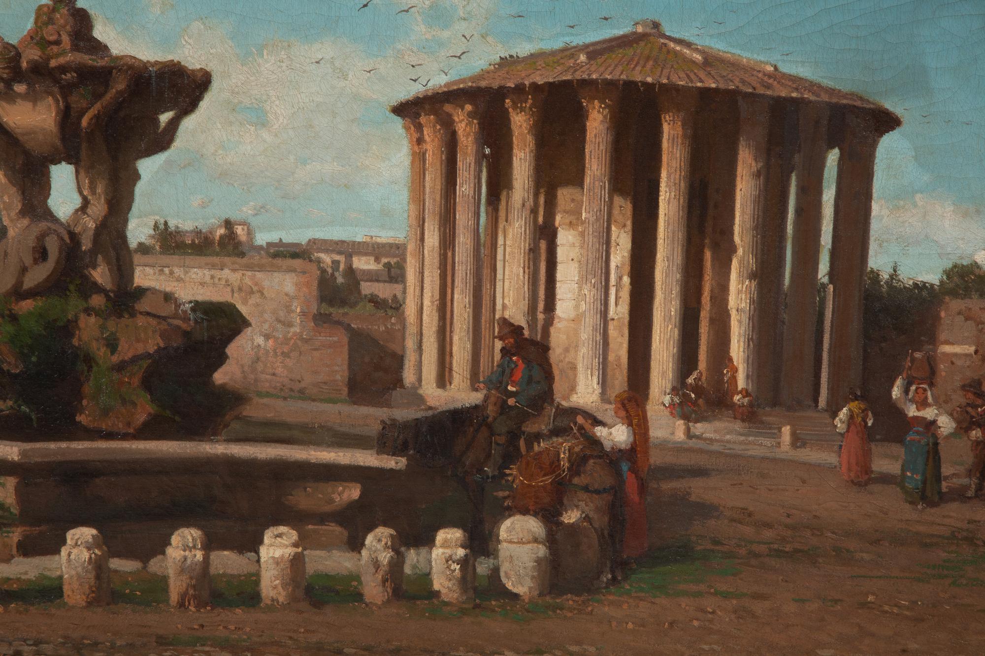 Travelers near the Temple of Hercules Victor, Rome
