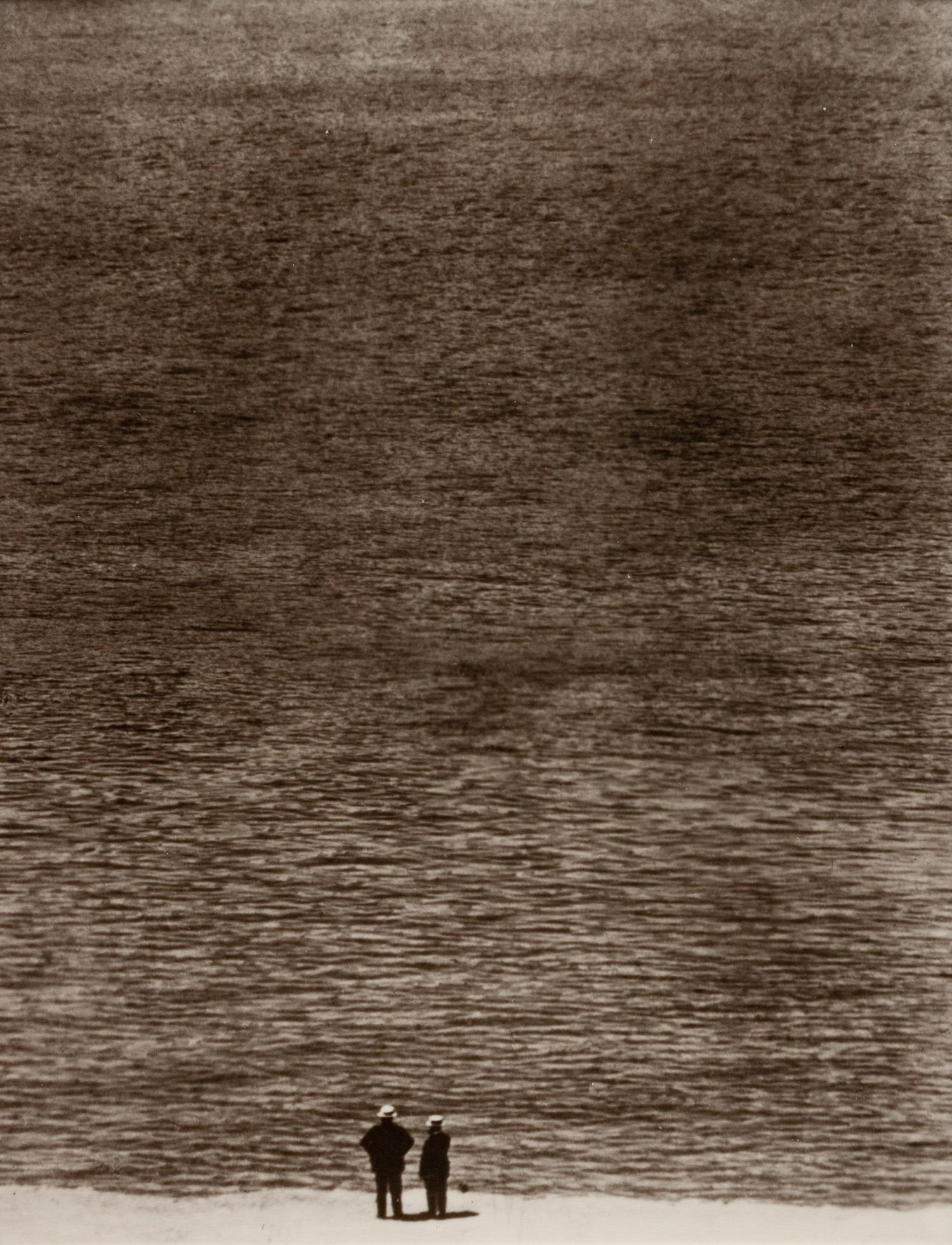 A pair of photographs ( Tower with Tree , 1922 (printed 1980); Two Men by the Sea , 1921 (printed 1980))