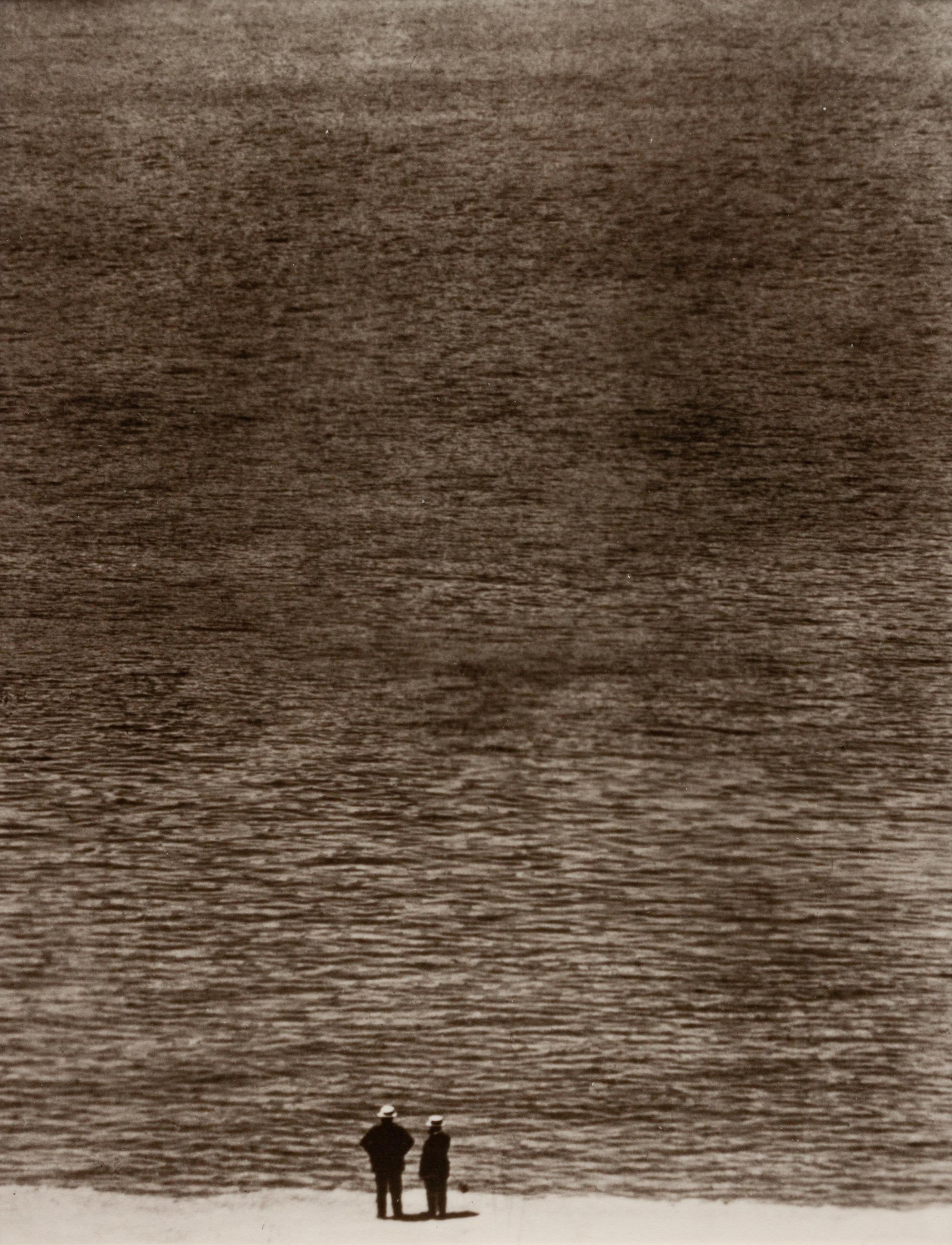 A pair of photographs ( Tower with Tree , 1922 (printed 1980); Two Men by the Sea , 1921 (printed 1980))
