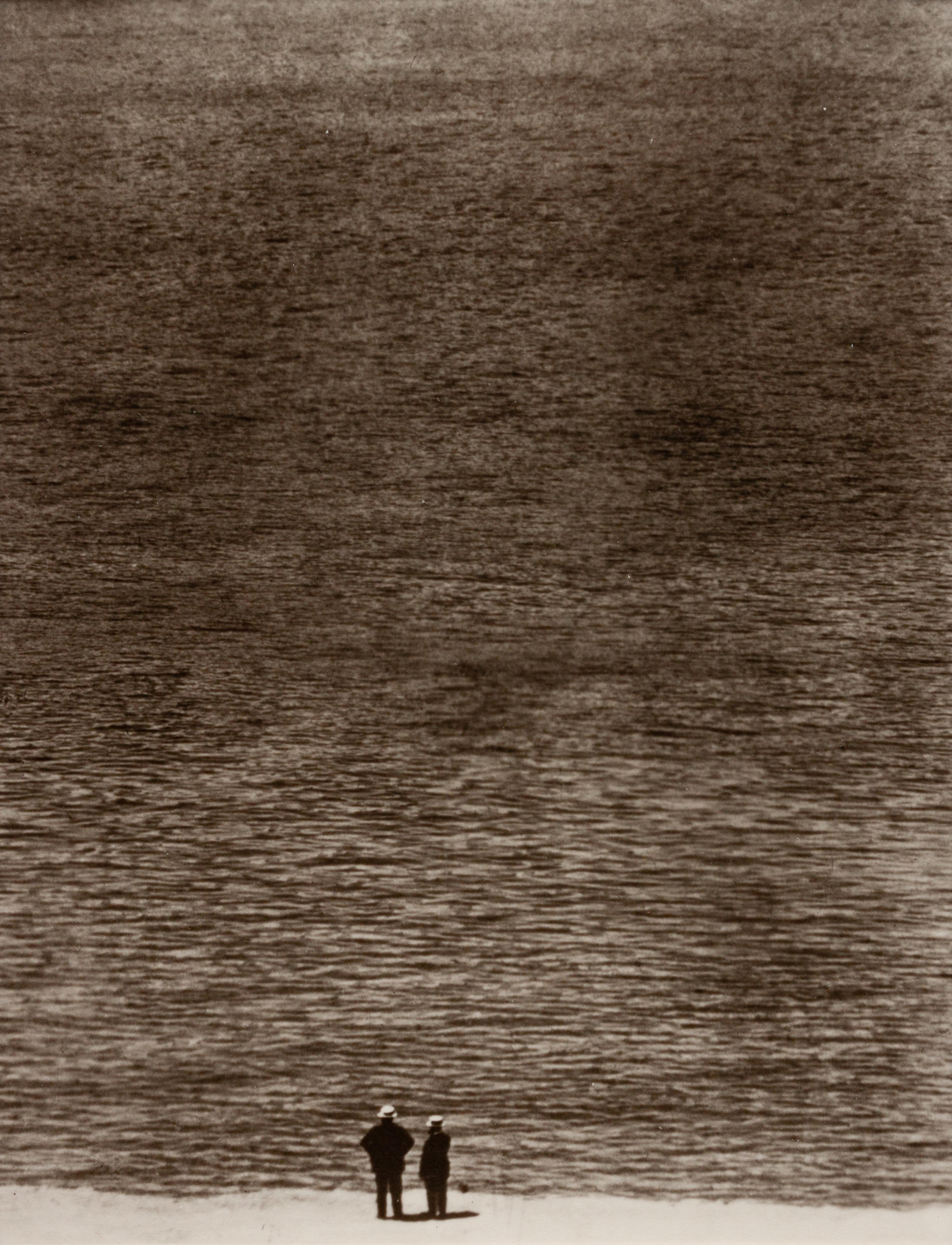 A pair of photographs ( Tower with Tree , 1922 (printed 1980); Two Men by the Sea , 1921 (printed 1980))